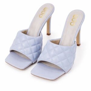 New - EGO Quilted Slide High Heel Sandals in Light Lavender